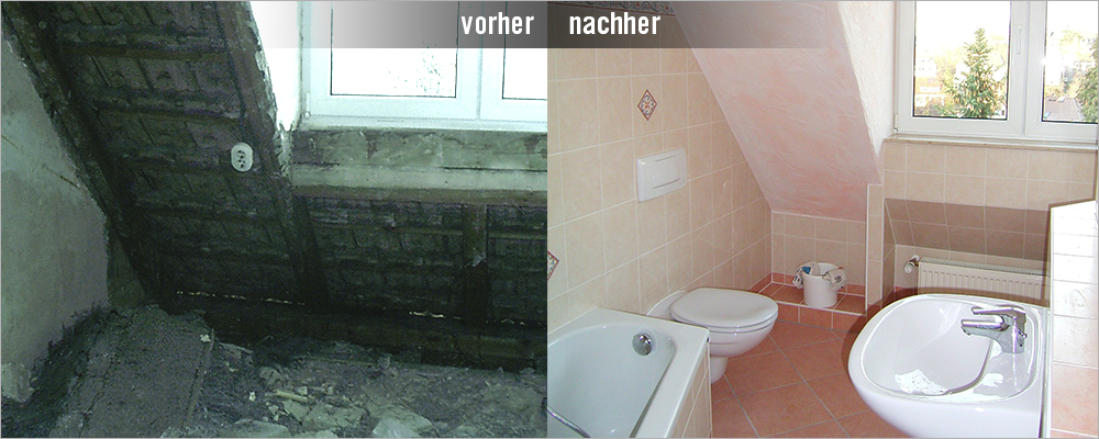 Komplettsanierung einer Eigentumswohnung im Dachgeschoß.  Rückbau und Neugestaltung am Beispiel des Bades im Objekt.